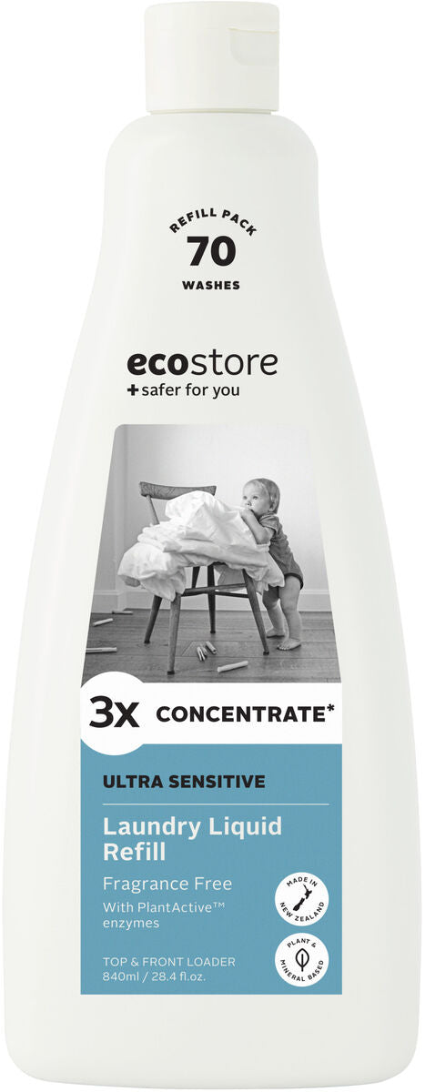 Laundry Liquid 3x Concentrate Ultra Sensitive Fragrance Free Refill 840ml
