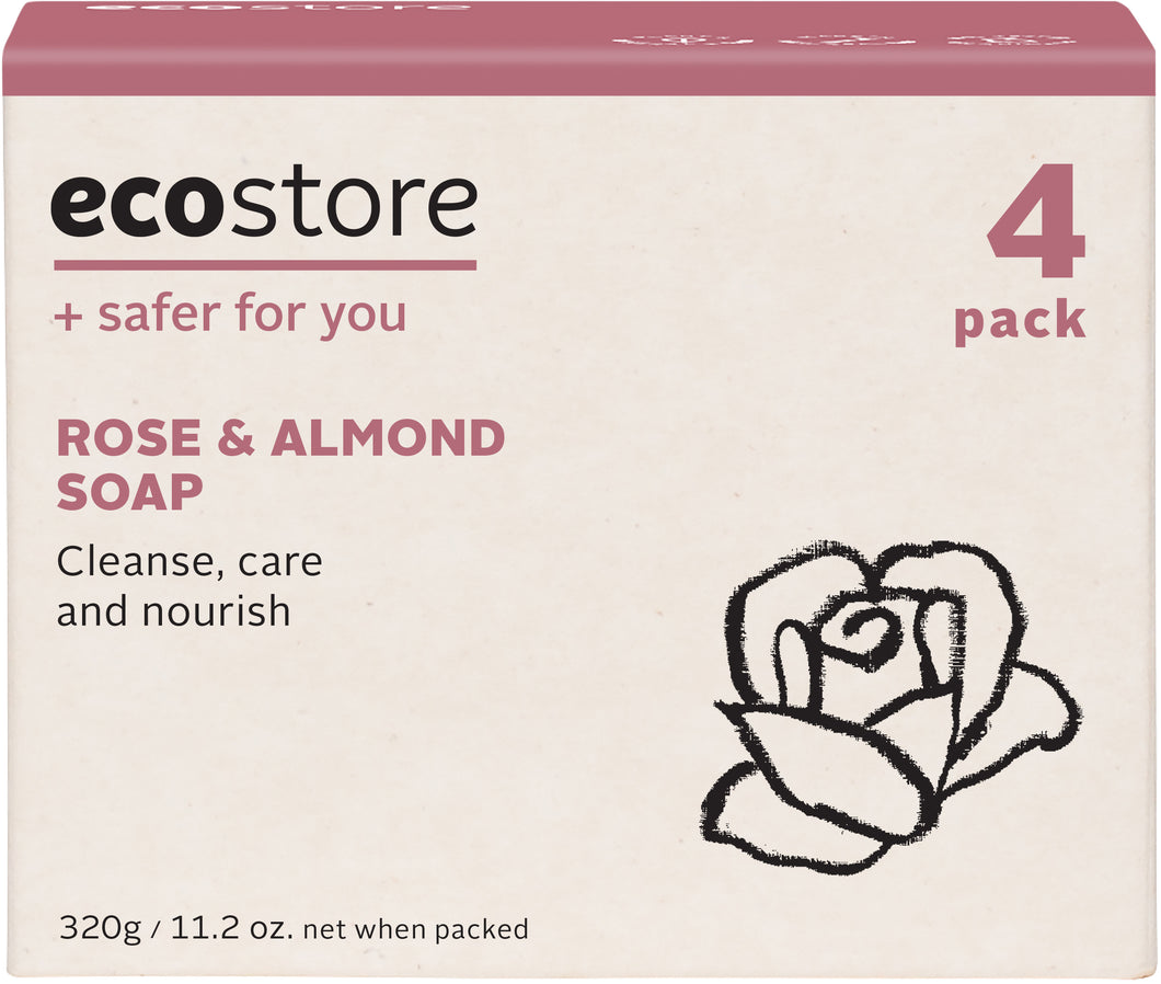 Rose & Almond Oil Bar Soap 80g x 4 Value Pack